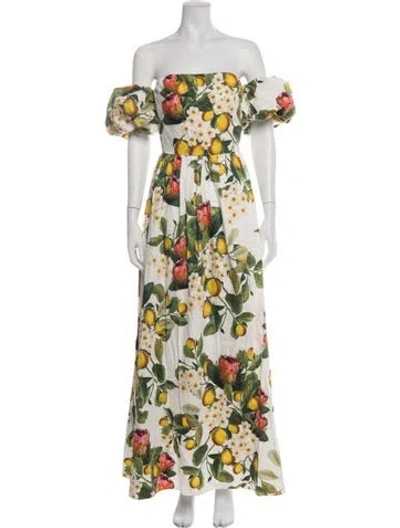 Pre-owned Borgo De Nor Floral Print Long Dress In Multicolor