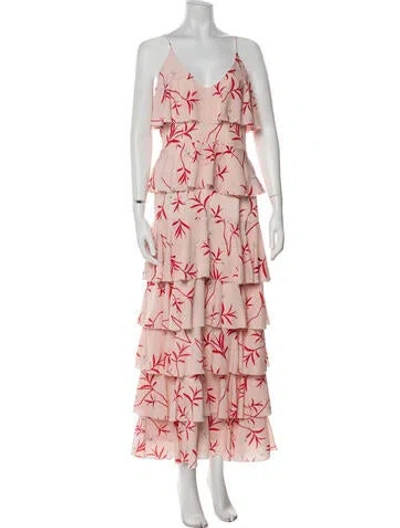 Pre-owned Borgo De Nor Floral Print Long Dress In Neutral