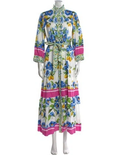 Pre-owned Borgo De Nor Floral Print Long Dress In Neutral