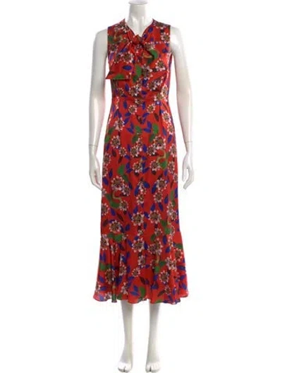 Pre-owned Borgo De Nor Floral Print Long Dress In Orange
