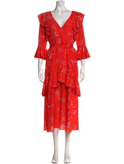 Pre-owned Borgo De Nor Floral Print Long Dress In Orange