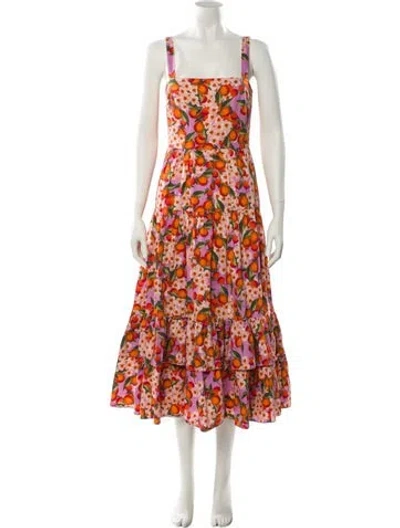 Pre-owned Borgo De Nor Floral Print Long Dress In Orange