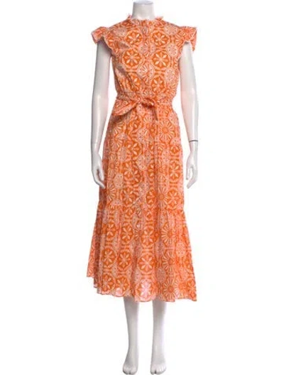 Pre-owned Borgo De Nor Floral Print Long Dress In Orange