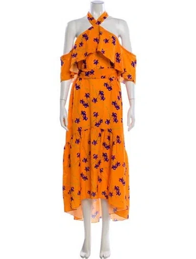 Pre-owned Borgo De Nor Floral Print Long Dress In Orange