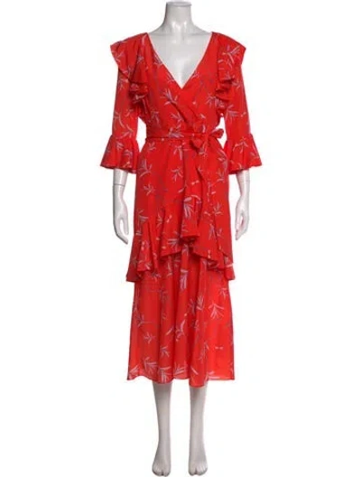 Pre-owned Borgo De Nor Floral Print Long Dress In Orange