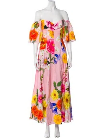 Pre-owned Borgo De Nor Floral Print Long Dress In Pink