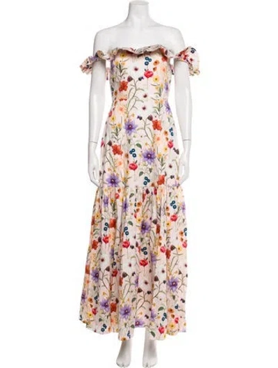 Pre-owned Borgo De Nor Floral Print Long Dress In Pink