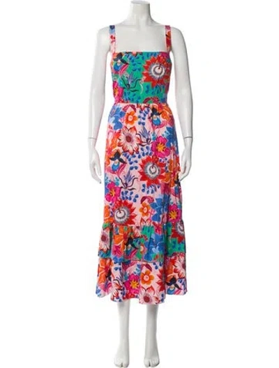 Pre-owned Borgo De Nor Floral Print Long Dress In Pink
