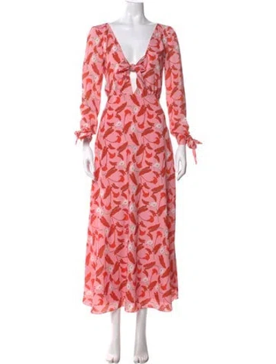 Pre-owned Borgo De Nor Floral Print Long Dress In Pink
