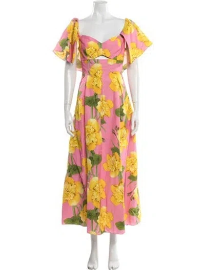 Pre-owned Borgo De Nor Floral Print Long Dress In Pink