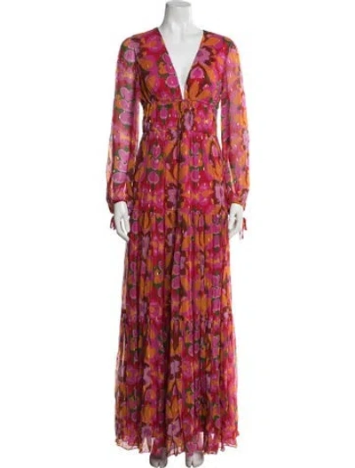 Pre-owned Borgo De Nor Floral Print Long Dress In Pink