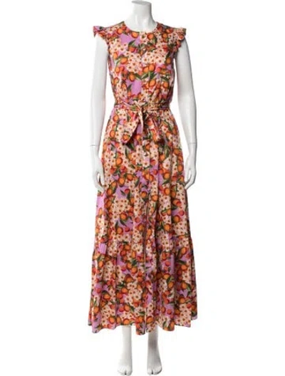 Pre-owned Borgo De Nor Floral Print Long Dress In Purple