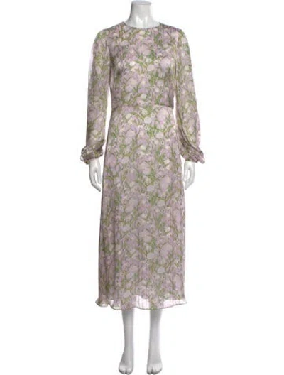 Pre-owned Borgo De Nor Floral Print Long Dress In Purple