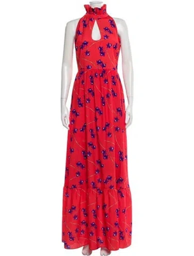 Pre-owned Borgo De Nor Floral Print Long Dress In Red