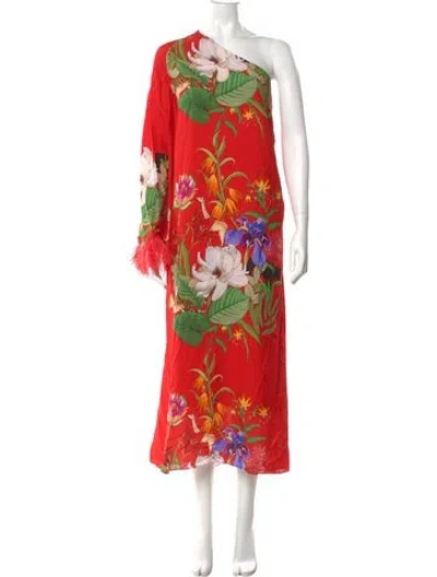 Pre-owned Borgo De Nor Floral Print Long Dress In Red