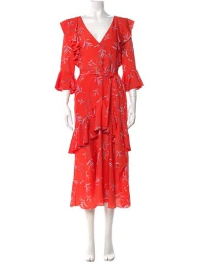 Pre-owned Borgo De Nor Floral Print Long Dress In Red