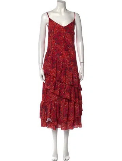 Pre-owned Borgo De Nor Floral Print Long Dress In Red