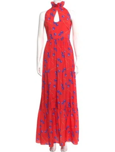 Pre-owned Borgo De Nor Floral Print Long Dress In Red
