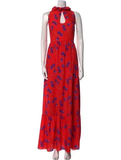 Pre-owned Borgo De Nor Floral Print Long Dress In Red