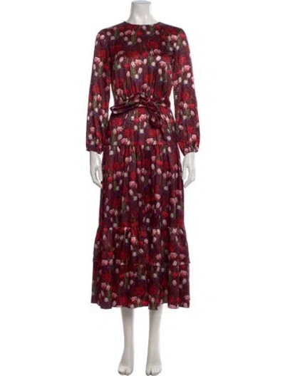 Pre-owned Borgo De Nor Floral Print Long Dress In Red