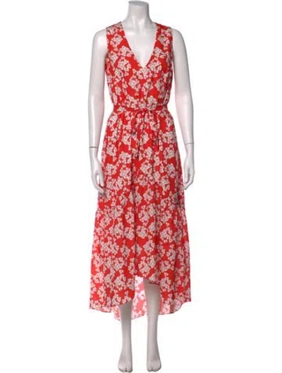 Pre-owned Borgo De Nor Floral Print Long Dress In Red