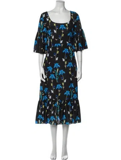 Pre-owned Borgo De Nor Floral Print Long Dress W/ Tags In Black