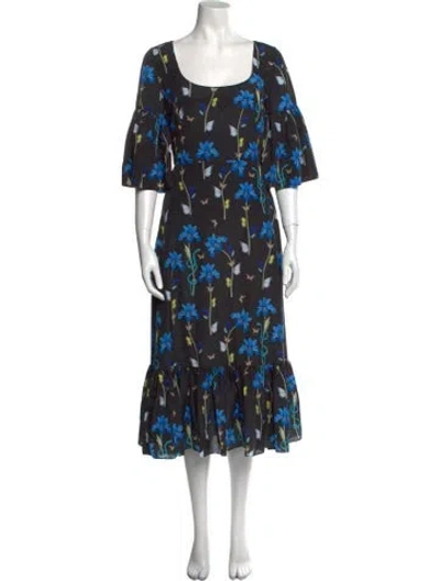 Pre-owned Borgo De Nor Floral Print Long Dress W/ Tags In Black