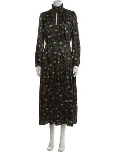 Pre-owned Borgo De Nor Floral Print Long Dress W/ Tags In Black