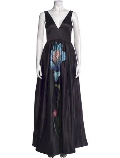 Pre-owned Borgo De Nor Floral Print Long Dress W/ Tags In Black