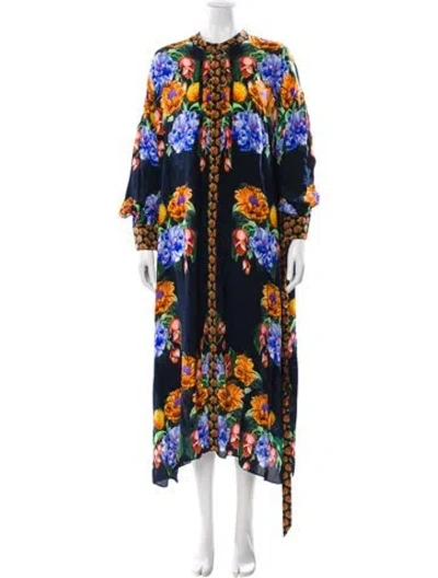 Pre-owned Borgo De Nor Floral Print Long Dress W/ Tags In Blue