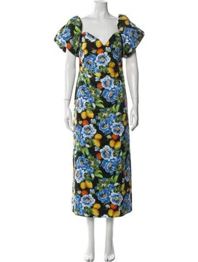 Pre-owned Borgo De Nor Floral Print Long Dress W/ Tags In Blue