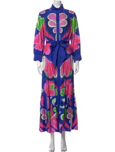 Pre-owned Borgo De Nor Floral Print Long Dress W/ Tags In Blue