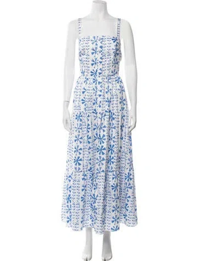 Pre-owned Borgo De Nor Floral Print Long Dress W/ Tags In Blue/white