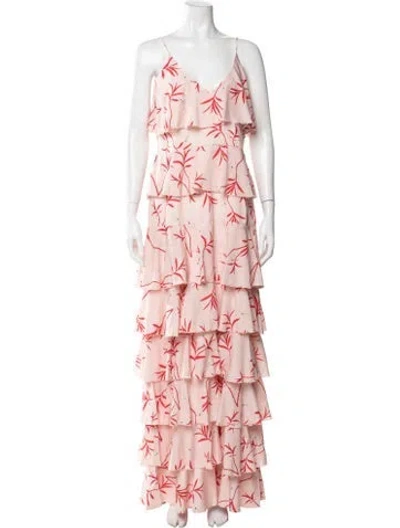 Pre-owned Borgo De Nor Floral Print Long Dress W/ Tags In Neutral