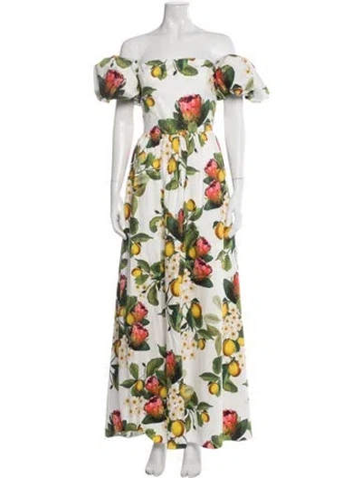 Pre-owned Borgo De Nor Floral Print Long Dress W/ Tags In White