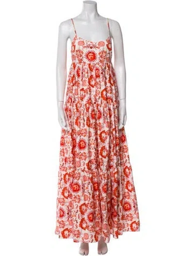 Pre-owned Borgo De Nor Floral Print Long Dress In White