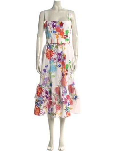 Pre-owned Borgo De Nor Floral Print Long Dress In White