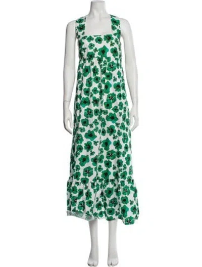 Pre-owned Borgo De Nor Floral Print Long Dress In White