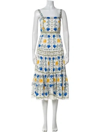 Pre-owned Borgo De Nor Floral Print Long Dress In White