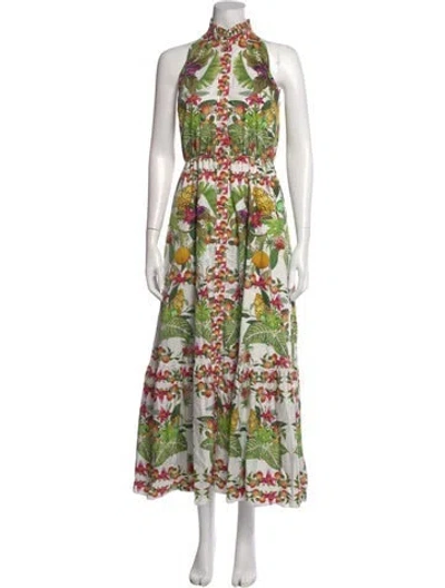 Pre-owned Borgo De Nor Floral Print Long Dress In White