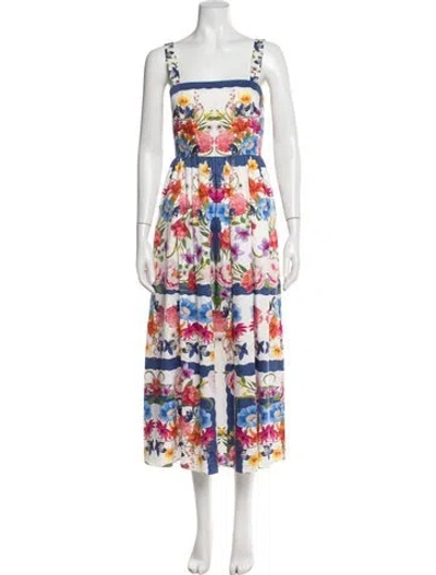 Pre-owned Borgo De Nor Floral Print Long Dress In White