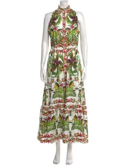 Pre-owned Borgo De Nor Floral Print Long Dress In White