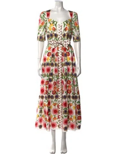 Pre-owned Borgo De Nor Floral Print Long Dress In White