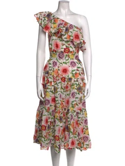 Pre-owned Borgo De Nor Floral Print Long Dress In White