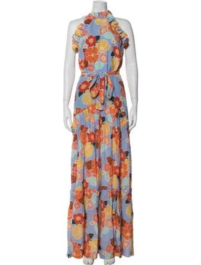 Pre-owned Borgo De Nor Floral Print Long Dress In White