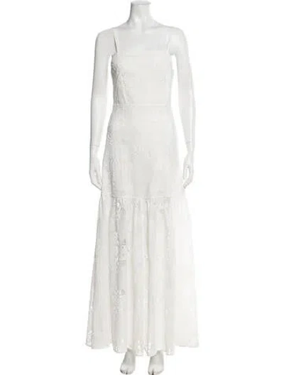 Pre-owned Borgo De Nor Floral Print Long Dress In White