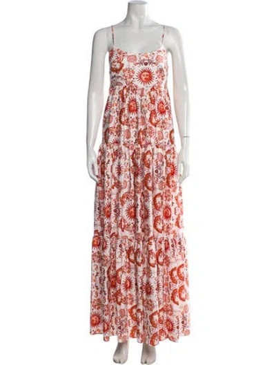 Pre-owned Borgo De Nor Floral Print Long Dress In White