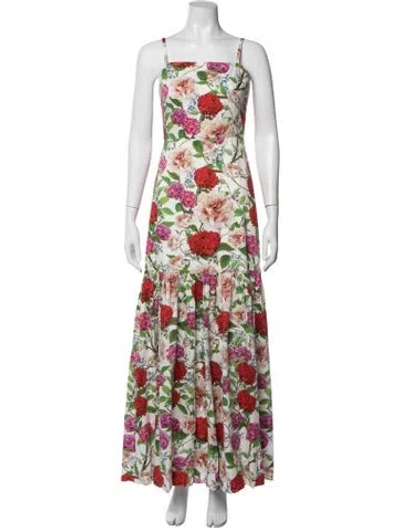 Pre-owned Borgo De Nor Floral Print Long Dress In White