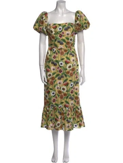 Pre-owned Borgo De Nor Floral Print Long Dress In Yellow