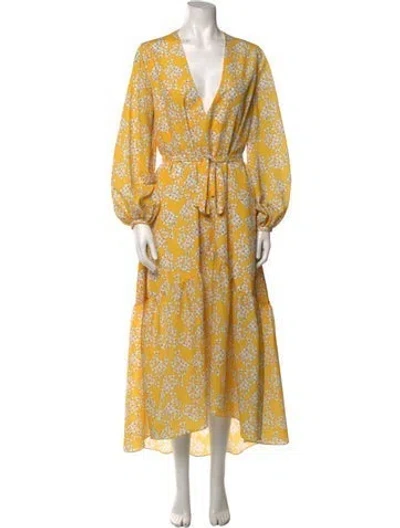 Pre-owned Borgo De Nor Floral Print Long Dress In Yellow